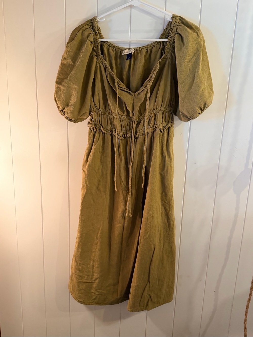 Universal Thread Mustard Puff Sleeve Midi Dress | XS | 100% Cotton